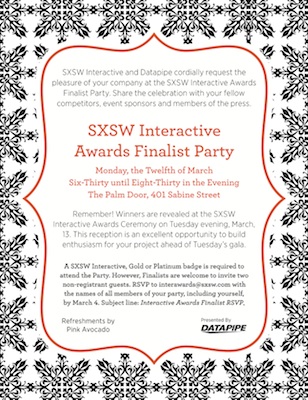 SXSW Finalist Party Flyer